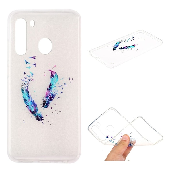 Deco Samsung Galaxy A21 Cover - Fjer og fugl Blue