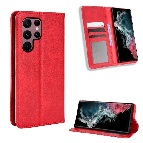 Bofink Vintage Samsung Galaxy S22 Ultra Nahkakotelo - Punainen Red