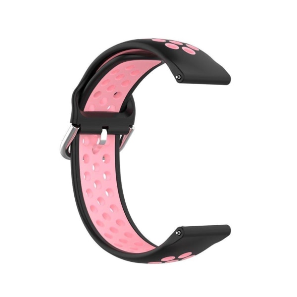 20mm Universal bi-color silicone watch strap - Black / Pink Pink