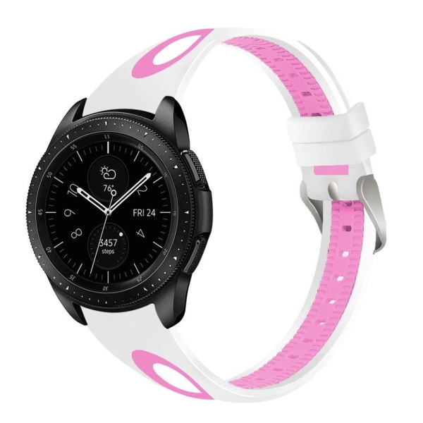 Samsung Galaxy Watch (46mm) fleksibel silikone urrem - Hvid/Lyserød Multicolor