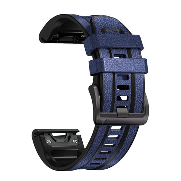 26 mm silikone læder med silikone urrem til Garmin ur - Mørkeblå Blue