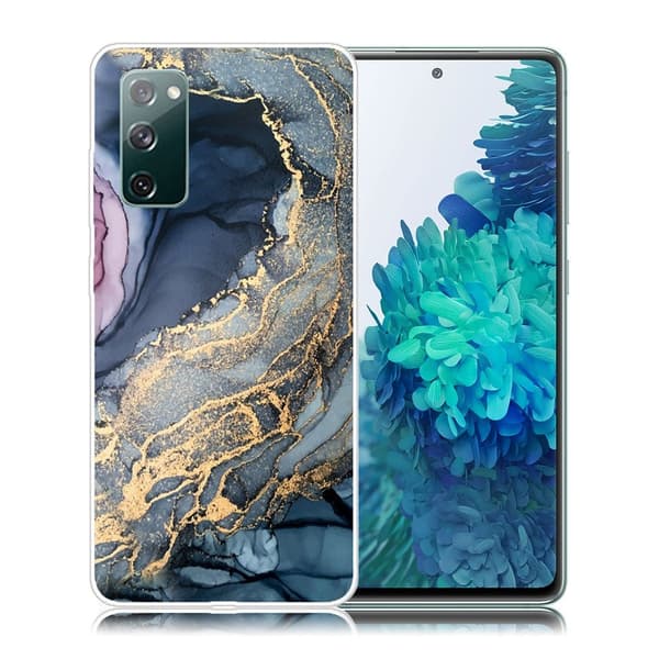 marmor Samsung Galaxy S20 FE 5G / S20 FE etui - blå on Golden Splash marmor Blue