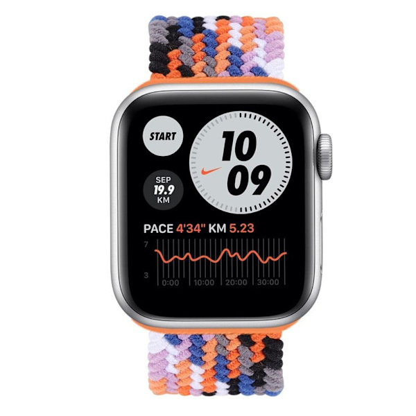 Apple Watch Series 8 (45mm) / Watch Ultra klockarmband i elastisk nylon - Färg Orange Storlek: L multifärg