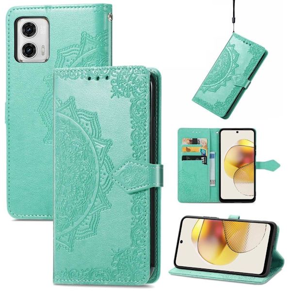 Mandala läder Motorola Moto G73 fodral - Grön Grön