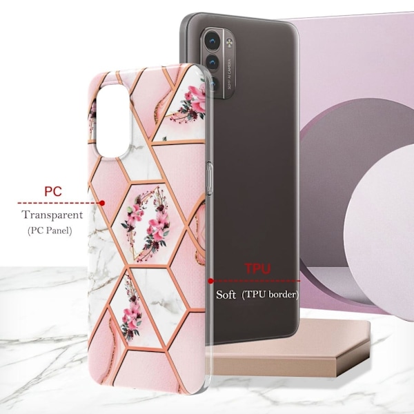Marble design Nokia G11 / Nokia G21 cover - Lyserøde Blomster Pink