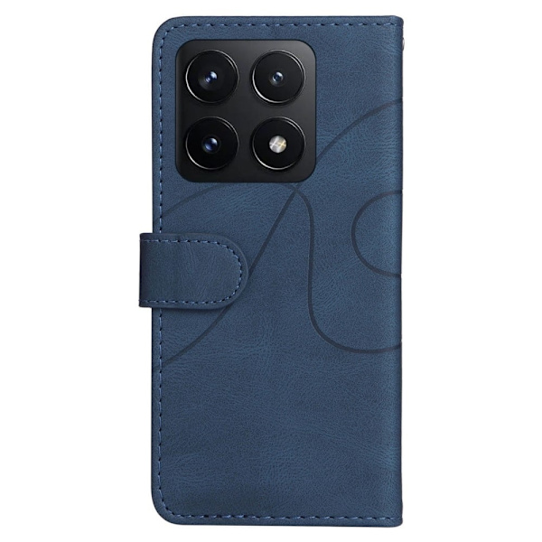 Teksturert læretui med stropp for Xiaomi 14T - Blå Blue