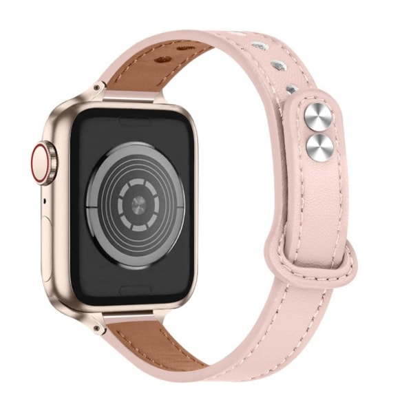 Aitoa naudannahkaa oleva ranneke Apple Watch Series 8 (45mm) / Watch Ultra - Vaalea Pinkki Pink