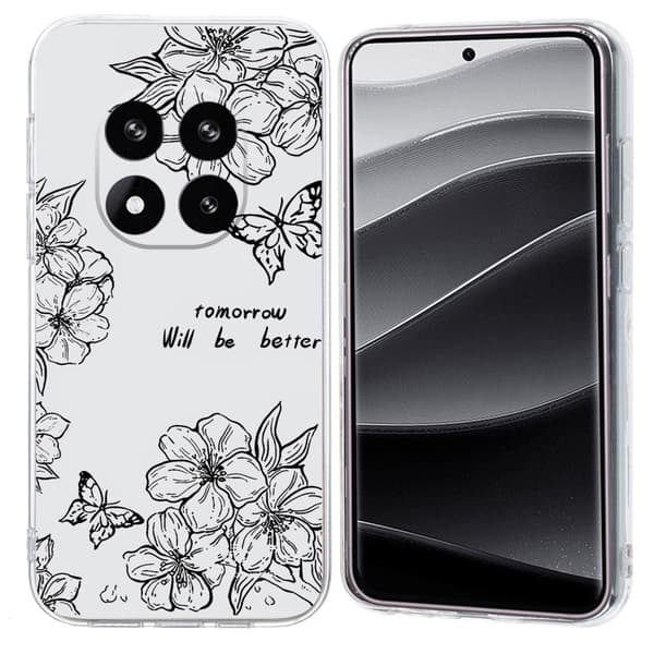Vibe Xiaomi Redmi Note 14 Pro Plus 5G -kansi - Perhonen Kukka Black