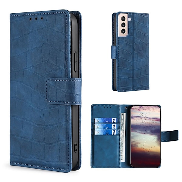 Crocodile Textured Lær Etui til Samsung Galaxy S21 Plus - Blå Blue