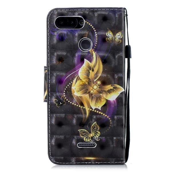 Butterfly läder Xiaomi Redmi 6 fodral - Guld Guld
