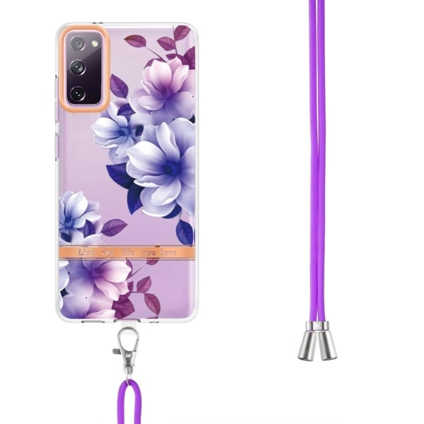 Slankt og holdbart softcover med lanyard til Samsung Galaxy S20 FE 2022 / S20 FE 5G - Lilla Begonia Purple