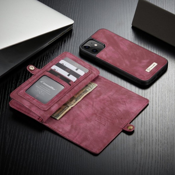 CaseMe iPhone 12 Mini vetoketjullinen lompakkokotelo - Punainen Red