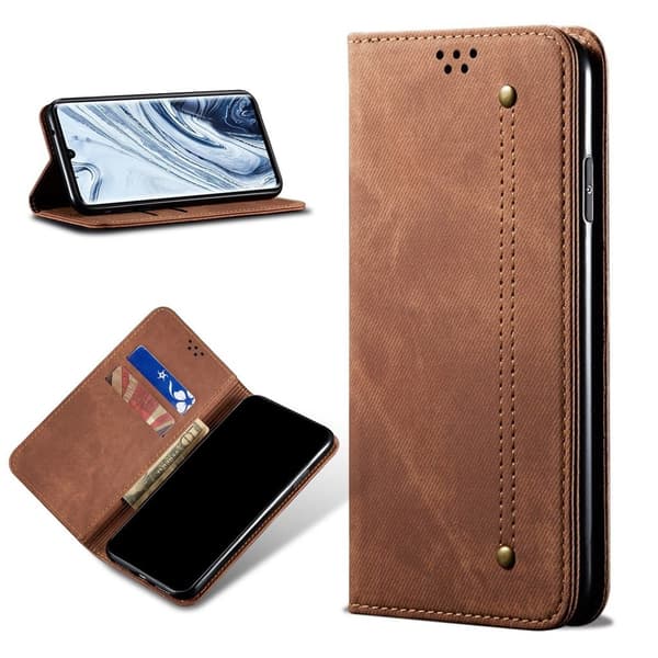 Jeans Xiaomi Mi CC9 Pro / Note 10 / 10 Pro Flip etui - Coffee Brown