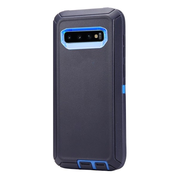 Samsung Galaxy S10 Plus stötsäkert fodral med bältesklämma - Baby Blå / Mörkblå Blå