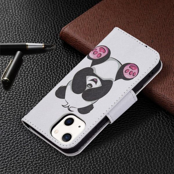 Wonderland iPhone 13 Mini Läppäkotelo - Panda Multicolor