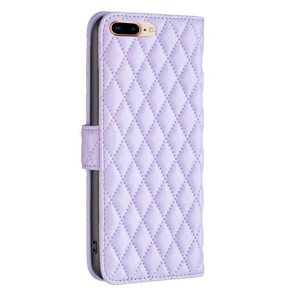 Rombemønster, matt flip-deksel for iPhone 7 Plus - Lilla Purple