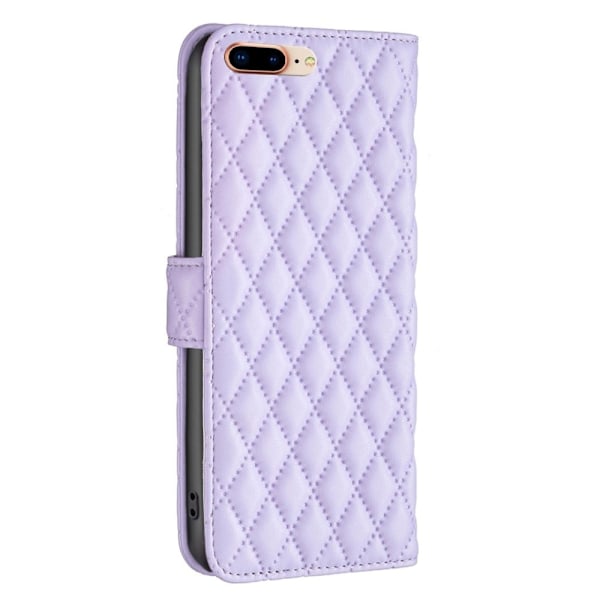 Rombuskuvioinen matta läppäkotelo iPhone 7 Plus - Violetti Purple