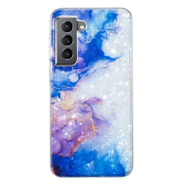 Marble Samsung Galaxy S21 Plus 5G Etui - Sky Blue Lilla Marmor Blue