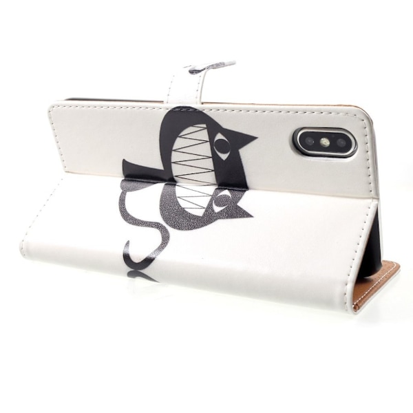 iPhone Xs Max mønstret læder flip cover - Black Cat Black