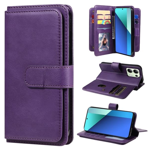 Xiaomi Redmi Note 13 5G  etui med pung & 10 kortpladser - Lilla Purple