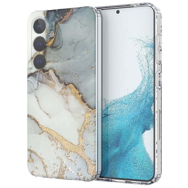 Marmormotiv Samsung Galaxy S24 Plus skal - Stil B Silvergrå