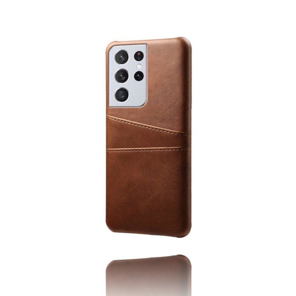 Dual Card Etui Samsung Galaxy S21 Ultra - Brun Brown