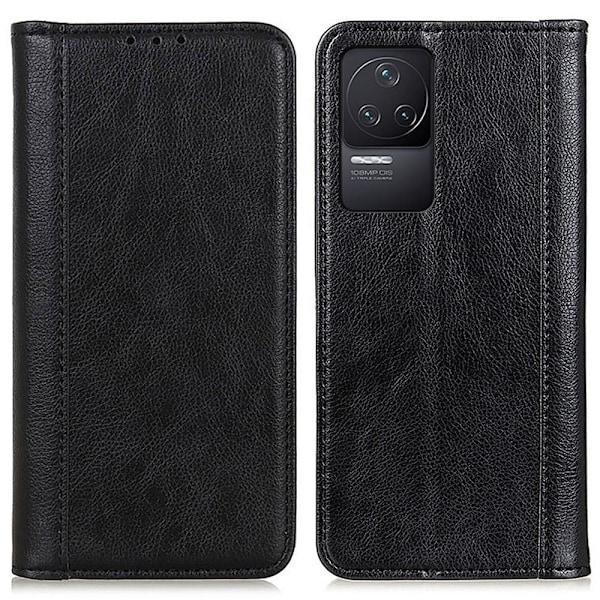 Äkta läder Xiaomi Redmi K50 / Xiaomi Redmi K50 Pro fodral med magnetisk stängning Svart