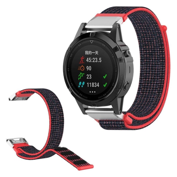 Garmin Fenix 6 / Fenix 5 nylon loop watch band - Red / Black multifärg