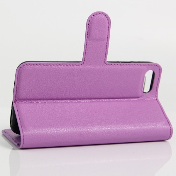 Laudrup iPhone 7 / 8 Litsi Pintainen Nahkakotelo Lompakko Standillä - Violetti Purple