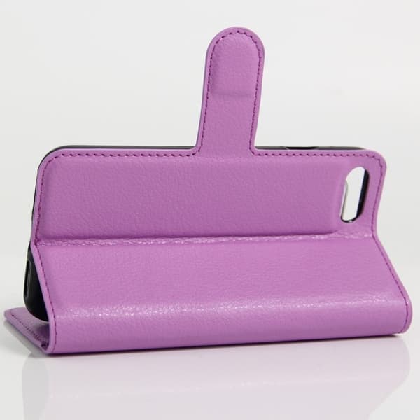 Laudrup iPhone 7 / 8 Lommeboketui med litchi tekstur - Lilla Purple