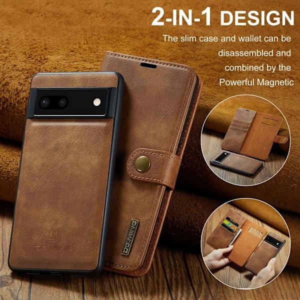 DG.Ming 2-i-1 Google Pixel 6a fodral - Brun Brun