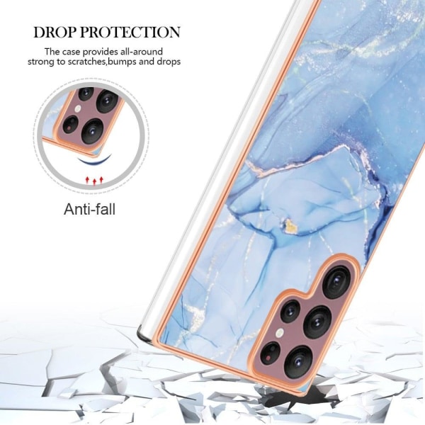 Marble Samsung Galaxy S23 Ultra Etui - Blå Blue