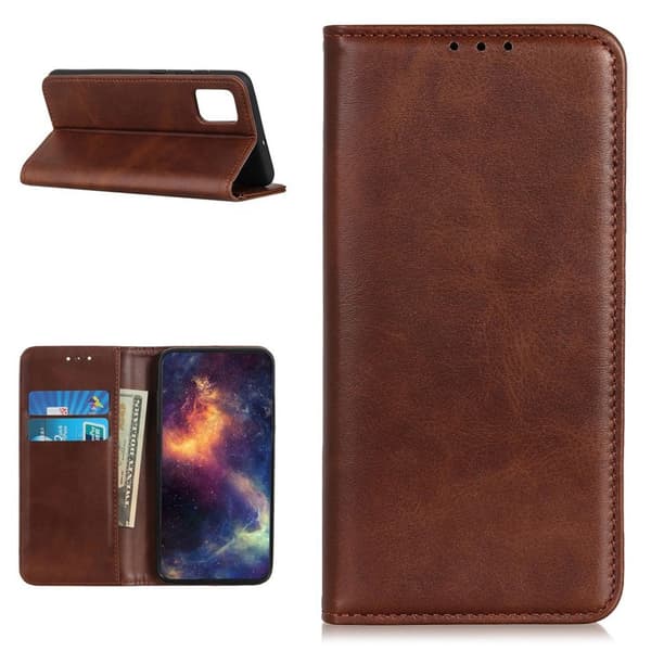 Flip Etui med Pung i Ekte Lær til Samsung Galaxy A52 5G - Kaffe Brown