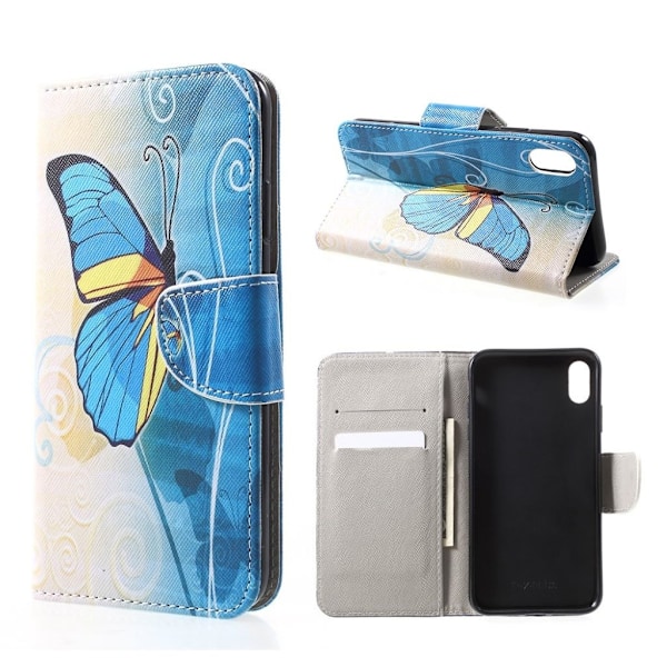 Butterfly läder iPhone Xs Max fodral - Blå Blå