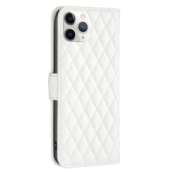 Rombuskuvioinen matta läppäkotelo iPhone 11 Pro - Valkoinen White