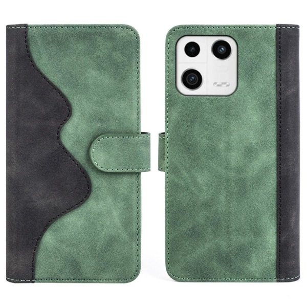 Tvåfärgat Xiaomi 13 fodral i läder - Grön Grön