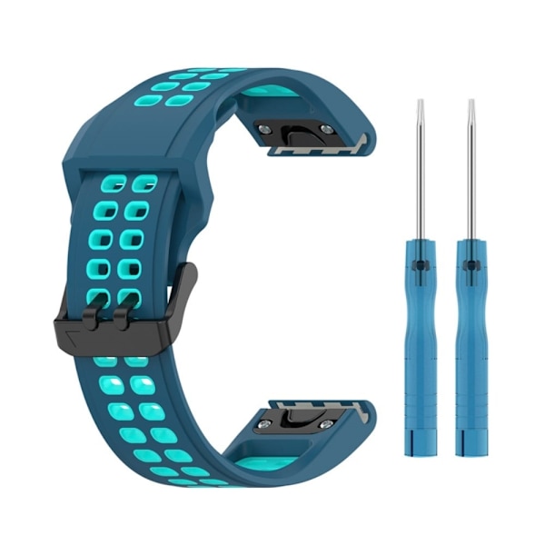 Garmin Enduro 2 / Tactix 7 / Fenix 7 klockarmband i silikon med dubbla färger - Blå / Teal Grön Blå