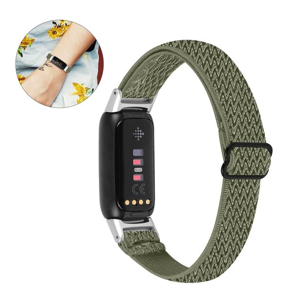Fitbit Luxe elastisk klokkerem i nylon - Olivengrønn Green