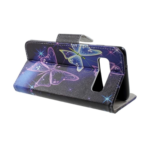 Samsung Galaxy S10 kryds tekstur læder flip etui - Smuk Sommerfugl Multicolor
