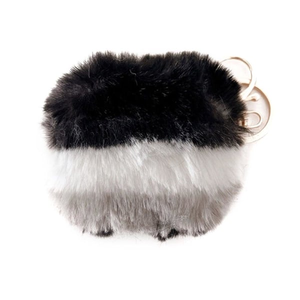 AirPods 3 colorful faux fur case with buckle - Black / White / G Svart