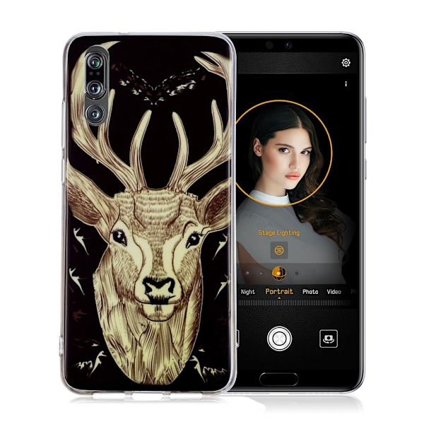 Huawei P20 Pro mobilskal silikon självlysande tryckmönster - Älg multifärg