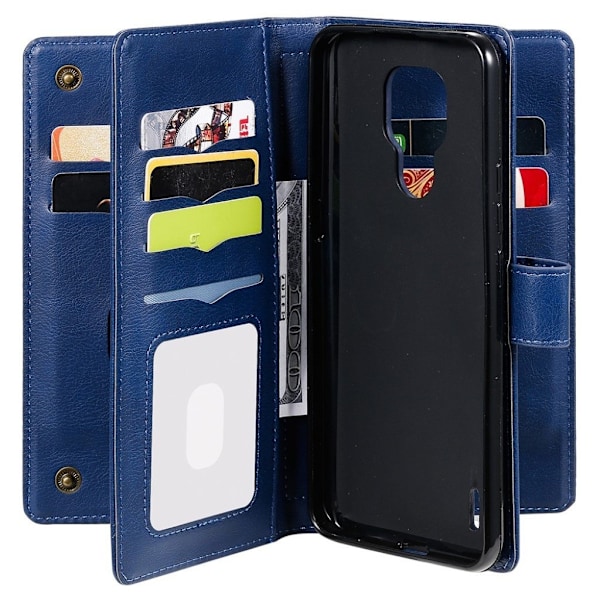 10-slot Lompakko Suojakotelo For Motorola Moto E7 - Sininen Blue