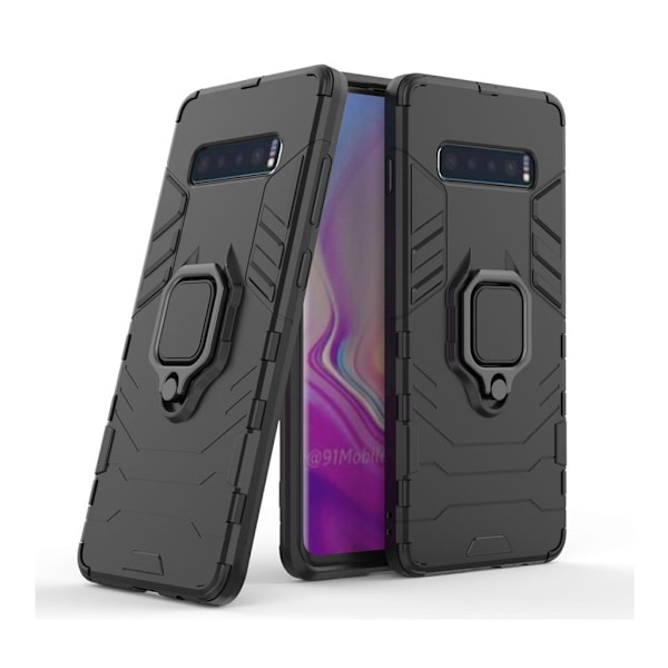 Samsung Galaxy S10 Plus kickstand hybrid etui - Sort Black