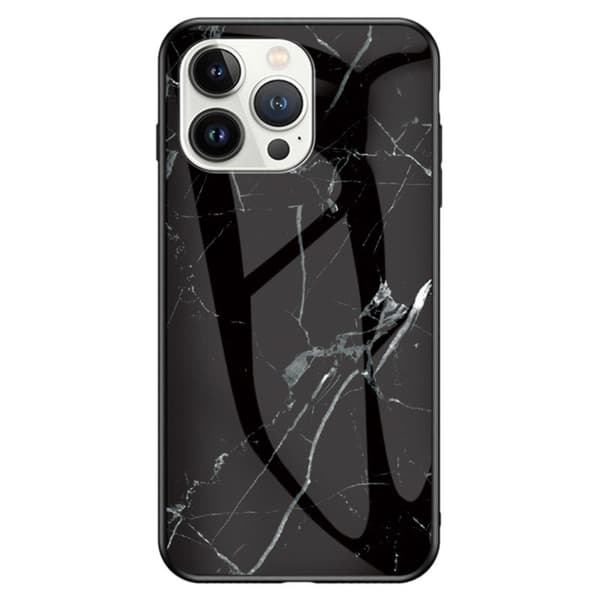 Fantasy Marble iPhone 14 Pro Suojakuori - Musta Marble Black