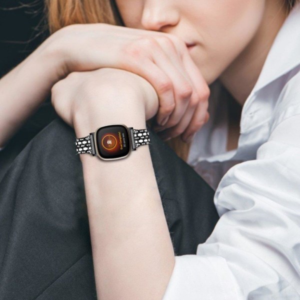 Fitbit Sense / Versa 3 shiny rhinestone décor watch band - Black Svart