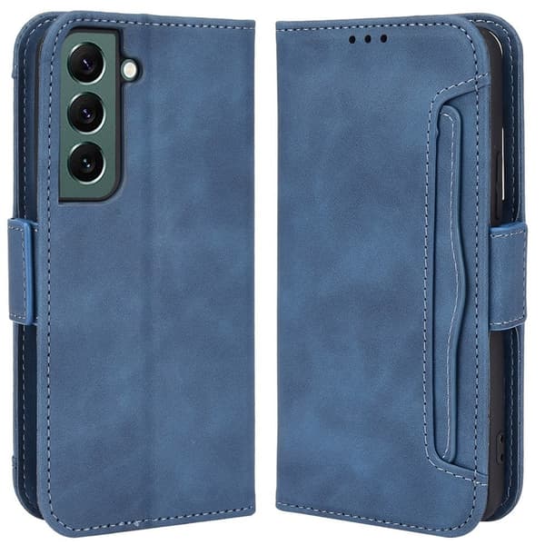 Stilig Læretui med Lommebok til Samsung Galaxy S22 Plus - Blå Blue