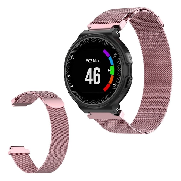 Garmin Forerunner 220 / 230 / 235 / 630 / 620 / 735 milanese ruostumattomasta teräksestä valmistettu ranneke - Pinkki Pink