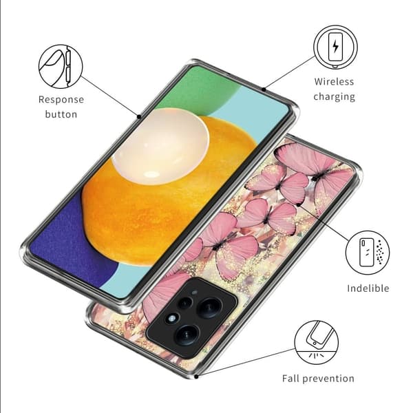Deco Xiaomi Redmi Note 12 skal - Rosa Fjärilar Rosa