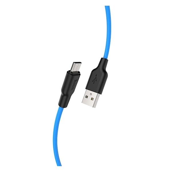 HOCO X21 Plus Silikoneopladerkabel til Micro - Sort & Blå Blue