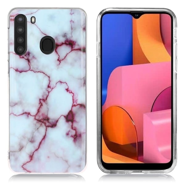 Marmormotiv Samsung Galaxy A21 skal - Ros / Vit Vit